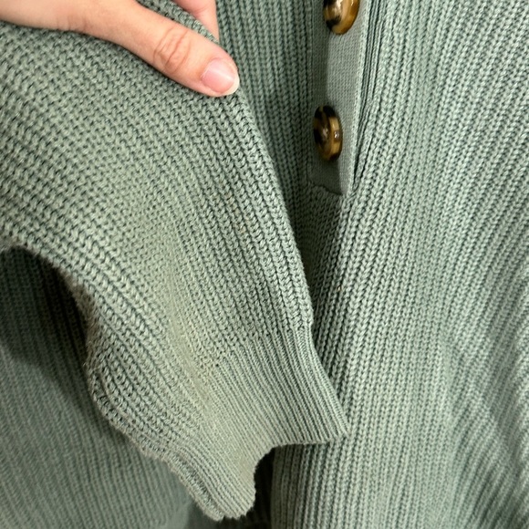 Rachel Zoe Sage Green Button Henley Sweater Women’s Small – Textured Rib Knit - Picture 4 of 6
